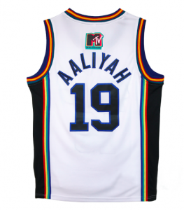 Aaliyah #19 Bricklayers 1996 MTV Rock N Jock Basketball Stitched Jersey WHITE S-3XL