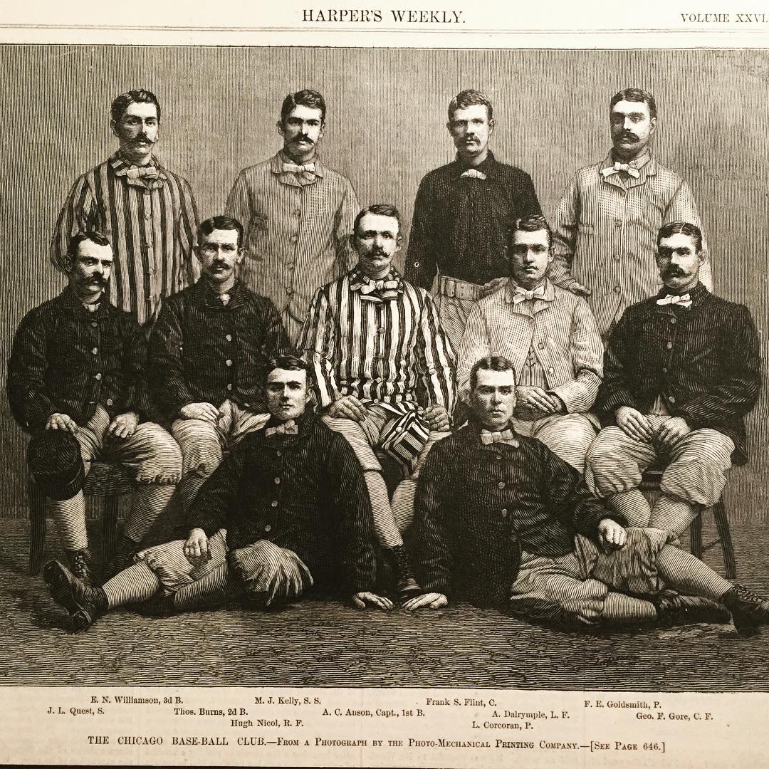 My 1882 Harper’s Weekly photo of the Chicago Baseball Club featuring Future Hall of Fame players Cap Anson and Mike “King” Kelly. #harpersweekly #kingkelly #capanson #chicagowhitesox #chicago #whitesox #whitestockings #chicagowhitestockings #baseballhistory #baseballmemorabilia #baseball #mlb #baseballism #baseballlife #vintagebaseball #baseballhalloffame #nationalbaseballhalloffame #cooperstown